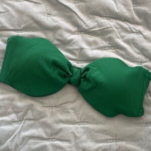 Aerie Emerald Green Bikini Top | Size Large | Ribbed Knot Top